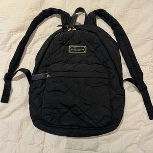 MARC JACOBS black backpack with gold hardware